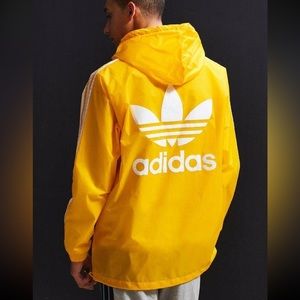 Adidas Yellow Hooded Raincoat Size Small